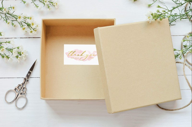 Gooji 100 Pack 2 x 3.5 (the size of a business card) Gold Foil Pink Watercolor Thank You for Your Order Cards for Small Business orders - Image 5